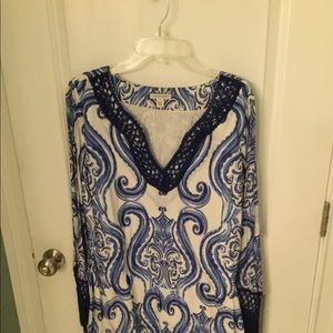 Blue and white dress